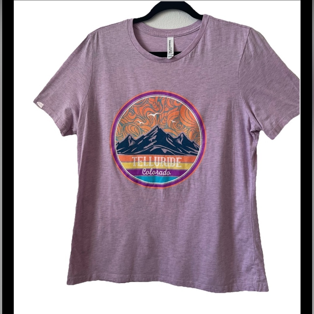 Bella Canvas Large Purple Graphic Crew Neck Short-Sleeve Tee (0695)